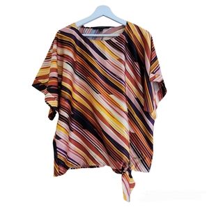 Marc New York Womens Retro Inspired Striped Multi Colored Blouse Size Small